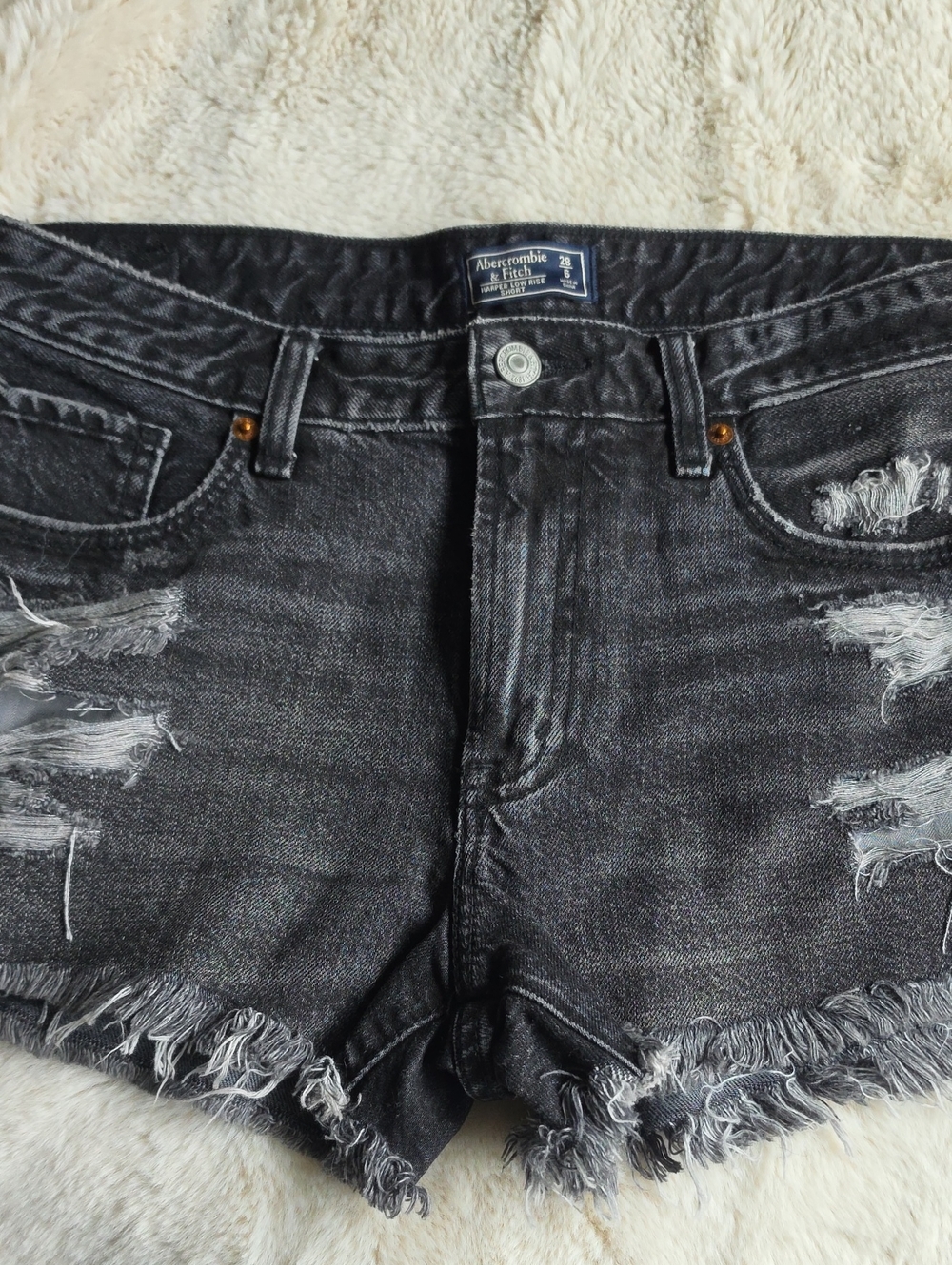 Abercrombie & Fitch Black Distressed Denim Cutoff Shorts